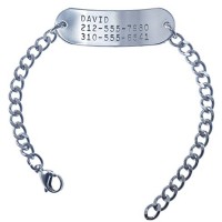 Customizable,  Medical Alert Bracelet, Stainless Steel, 8" (Includes FREE Engraving)