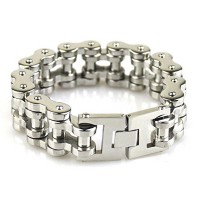  Men's Heavy Biker Motorcycle Chain Link Bracelet Stainless Steel Silver Polished 8.78 Inch