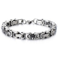 Masculine Style Stainless Steel Braid Link Bracelet for Men Silver Color Polished