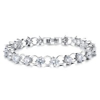  2018 Stainless Steel Platinum Plated Inlaid  Tennis Fashion Bracelet