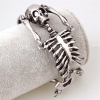 European Halloween Punk Skull Skeleton   For Men Silver Stainless Steel Heavy Biker   Jewelry