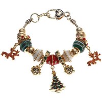 Lova Jewelry "Winter Theme"  Glass Beaded Charm Bracelet Christmas