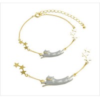 Anklets Bracelets Hand Bracelets Bunny Cat Stars 2 PCs Link bracelet Tiny Chain Bracelets for Girls Lady