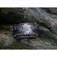 Thor's Hammer Mjolnir Men's leather bracelet with the rune on metal inserts Scandinavian Viking Nordic amulets  FREE SHIPPING custom size Blued steel