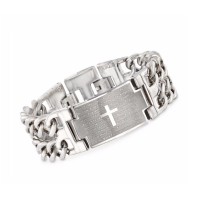 Men's Stainless Steel "Lord's Prayer" Link Bracelet 8.5 inch - B385