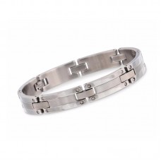 Men's Stainless Steel Screw head Sectioned Bracelet 8.5 inch - B387