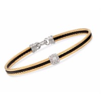 Gold Black Two-Tone Stainless Steel Cable Bracelet 7 inch - B389