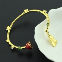 2018 Beauty and the beast Bracelets & Bangles Charm Gold Color Rose Beauty Beast Belle Bangle For Women Fashion Accessories