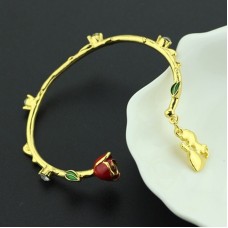 2018 Beauty and the beast Bracelets & Bangles Charm Gold Color Rose Beauty Beast Belle Bangle For Women Fashion Accessories