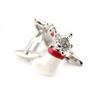 A Bear Wearing Socks Christmas Cuff Links for Men 1 Pair Fashion Mens Jewelry Accessories
