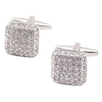 Cufflinks Polished Finish Stainless Steel Luxury Look With Shiny Crystal Stone