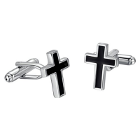 Cross Cufflinks Black Men's Cool Jewelry Cool Stainless Steel Cuff links