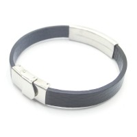 Stainless Steel Leather Bracelet Bangle - B362