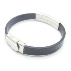 Stainless Steel Leather Bracelet Bangle - B362