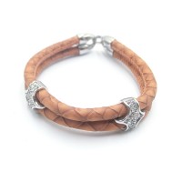 Stainless Steel Leather Bracelet Bangle - B365