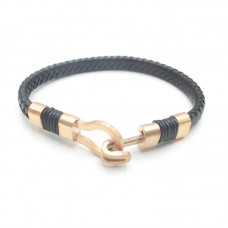 Stainless Steel Leather Bracelet Bangle - B366