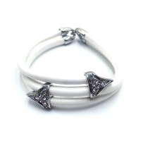 Stainless Steel Leather Bracelet Bangle - B368