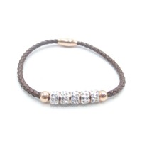 Stainless Steel Leather Bracelet Bangle - B371