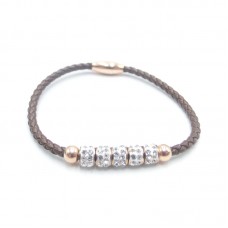 Stainless Steel Leather Bracelet Bangle - B371