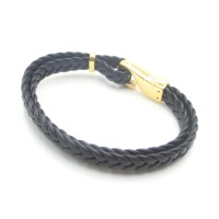 Stainless Steel Leather Bracelet Bangle - B375