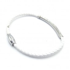 Stainless Steel Leather Bracelet Bangle - B379