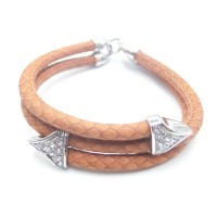 Stainless Steel Leather Bracelet Bangle - B382