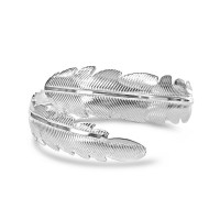 Stainless Steel Silver Feather Arm Cuff - B571