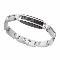 Stainless Steel Bracelet With PVD Finish & Black Rubber Inlay - B574