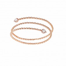 Rose gold color diamond three row spiral spring steel bracelet - B575
