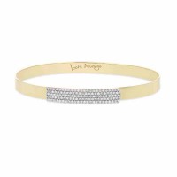 Gold crystal pave setting bar LOVE ALWAYS bangle in 316L steel - B576