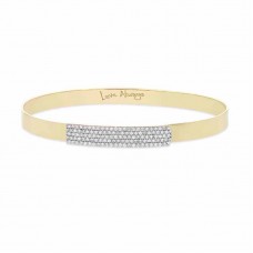 Gold crystal pave setting bar LOVE ALWAYS bangle in 316L steel - B576