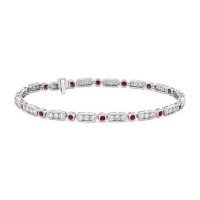Stainless Steel Colorful Stone and Diamond Bracelet 2mm thick - B581