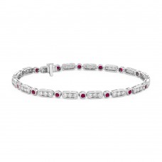 Stainless Steel Colorful Stone and Diamond Bracelet 2mm thick - B581