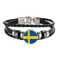 2018 World Cup Adjustable Faux Leather Cuff Bracelet National Flag Punk Jewelry- B621