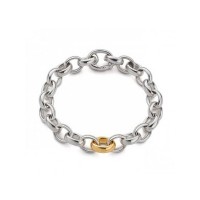 Stainless Steel Bracelet Two Tone Link Bracelet Gold-plated - B608