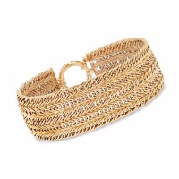 Stainless Steel Gold Color Multi-Row Curb-Link Bracelet - B613