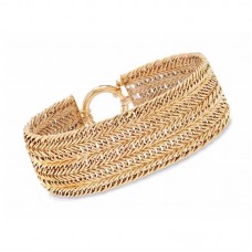 Stainless Steel Gold Color Multi-Row Curb-Link Bracelet - B613