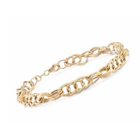 Stainless Steel Bracelet Gold Color Multi-Oval Link Bracelet - B614