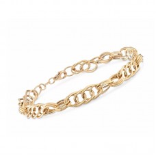 Stainless Steel Bracelet Gold Color Multi-Oval Link Bracelet - B614