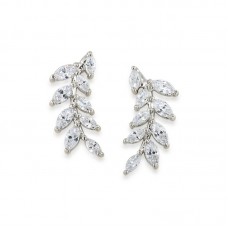 Crystal Glam Floral Leaf Pin Women Stainless Steel Brooch - BR016