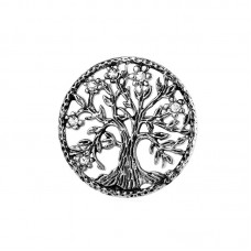Brooch Women Men Stainless Steel Tree Of Life Design Round Lapel Stick Pin - BR021