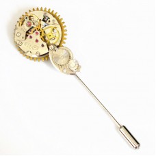 Steampunk watch clock parts metal gear collar brooch pins women men jewelry - BR029