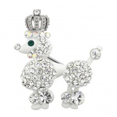 White Crystal Royal Poodle Stainless Steel Brooch - BR039