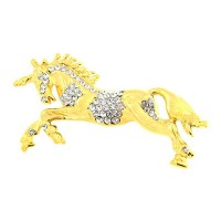 Gold Prancing Unicorn Brooch Pin- BR046