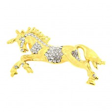 Gold Prancing Unicorn Brooch Pin- BR046