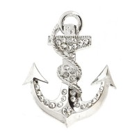 Silver Wrapped Anchor Brooch Pin - BR047