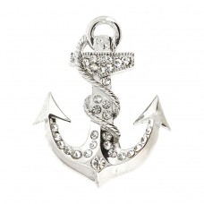 Silver Wrapped Anchor Brooch Pin - BR047