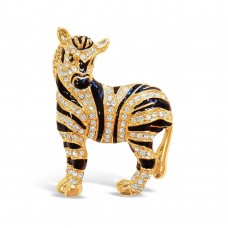 Crystal zebra pin stainless steel brooch - BR079