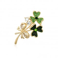  Green Enamel Lucky Shamrock St Patrick's Day Brooch Pin - BR084