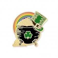 Gold Irish Top Hat Rainbow St. Patrick's Day Enamel Lapel Pin - BR090